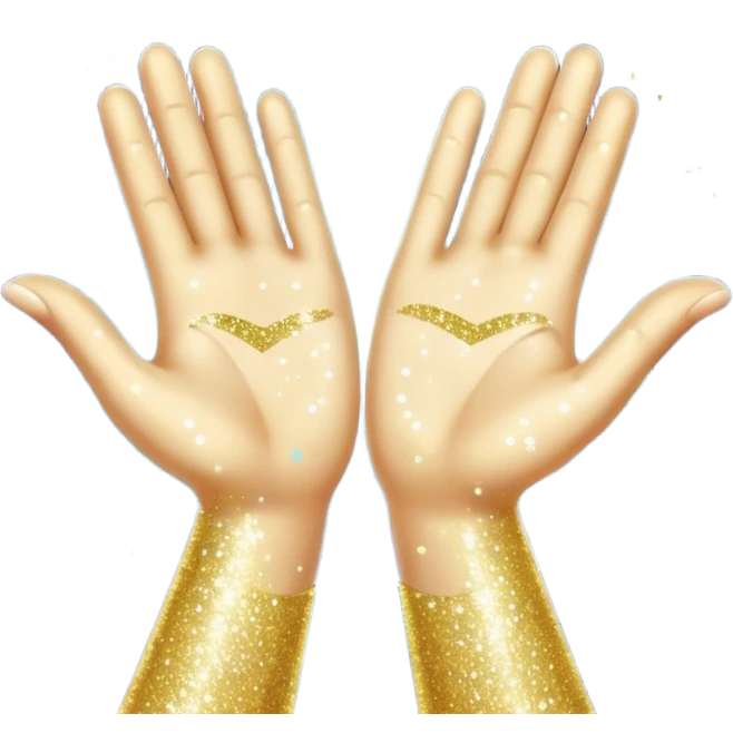 Ανοιχτα χερια με γκλιτερ γραφει συμβολισμος emoji