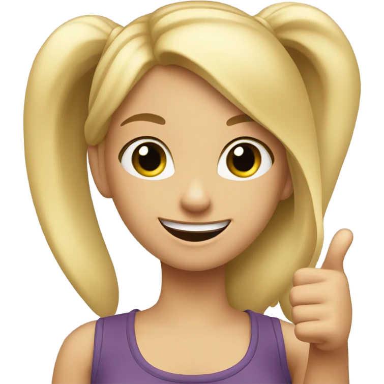 a girl with blonde ponytail thumbs up   emoji