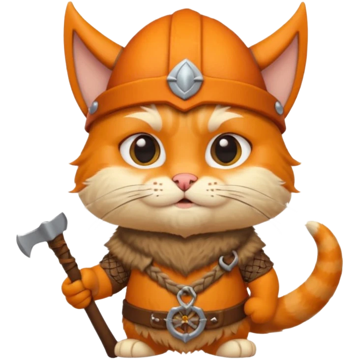 Viking Cat in viking hat holding tiny axe emoji