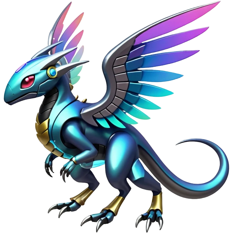  Epic legendary rare mechanical Shiny sparkly transparent bioluminescent luminescent vibrant bright pastel dark exotic iridescent colorful gradients futuristic modern metallic glossy glittery fantasy-cyber-Protogen-Fakémon-Pokémon-Vernid-creature emoji