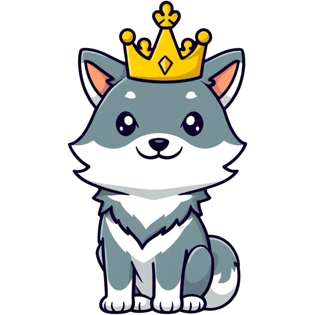 noble wolf with a golden crown emoji