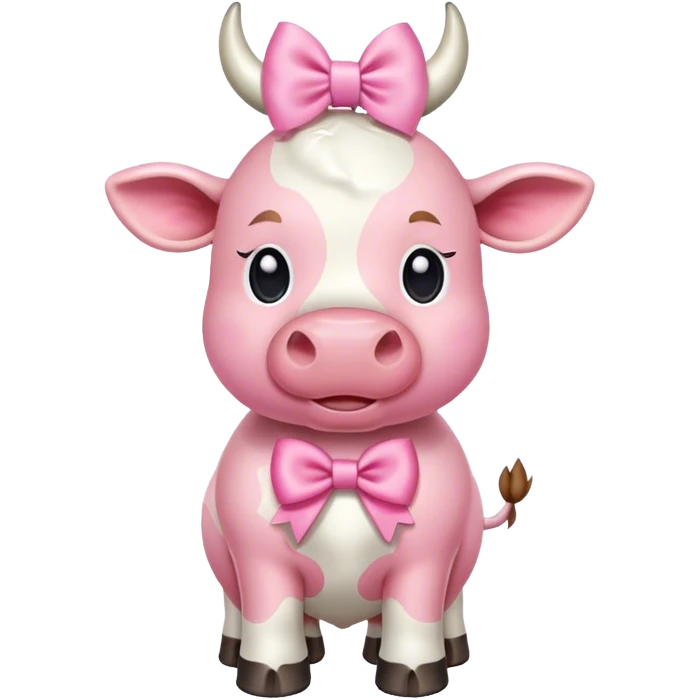 pink cow with white bow emoji
