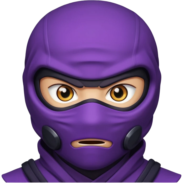 purple ninja with glowing eyes, scary look emoji