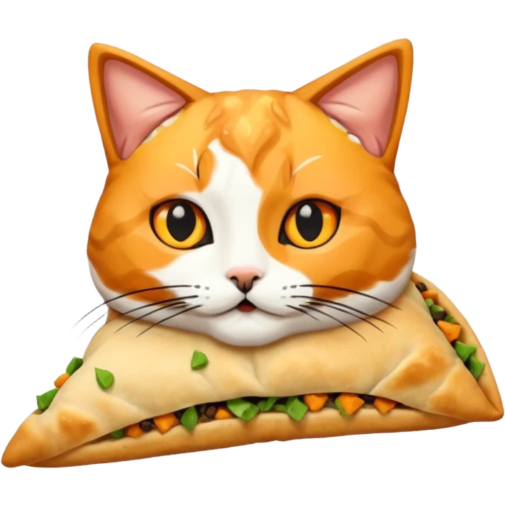 calico cat eating samosa emoji