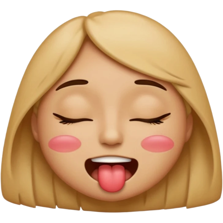 Emoji with closed eyes and biting lip, air humping emoji