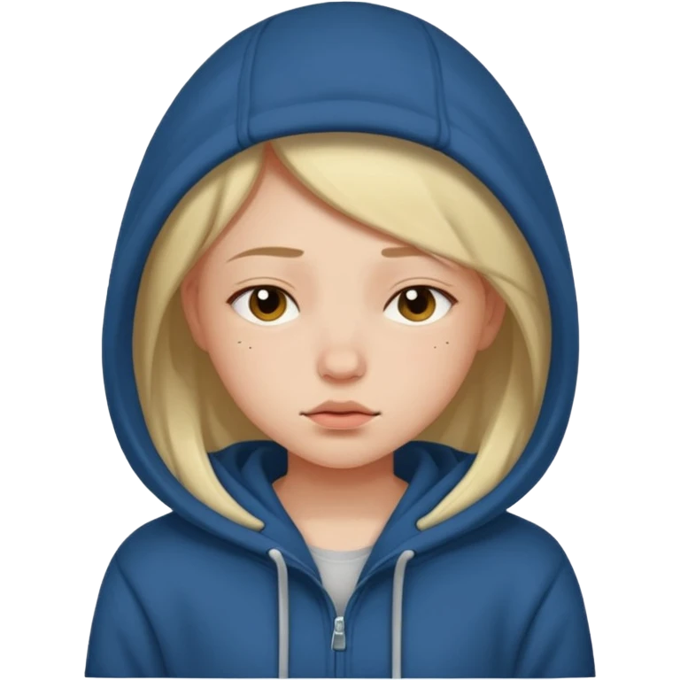 Girl wearing a hoodie sleepy emoji