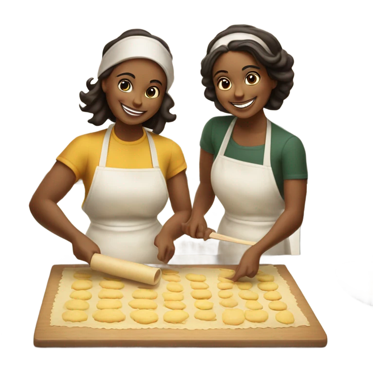 Sisters making ravioli emoji