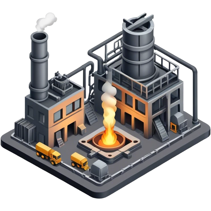 isometric foundry. metal factory emoji