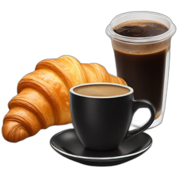 croissant and iced black coffee emoji