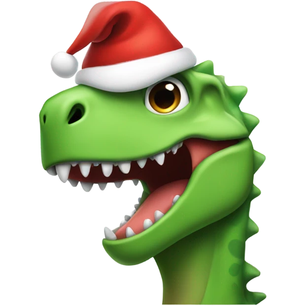 Dinosaur smile Santa hat flipping off emoji