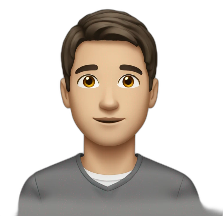 young white man dark brown straight hair brown eyes emoji