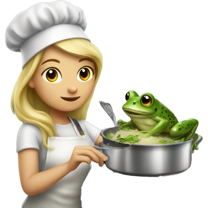 Girl cooking frog emoji