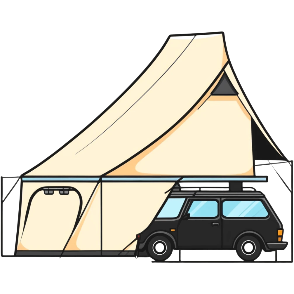 black car with roof tent emoji