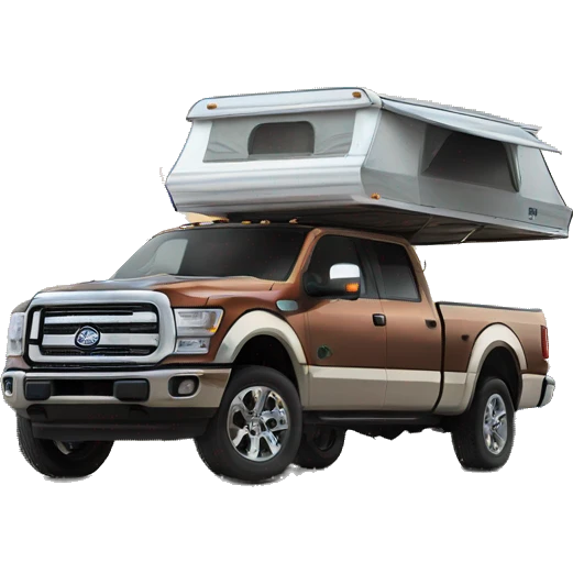 northern lite truck camper on top of a pickup truck emoji