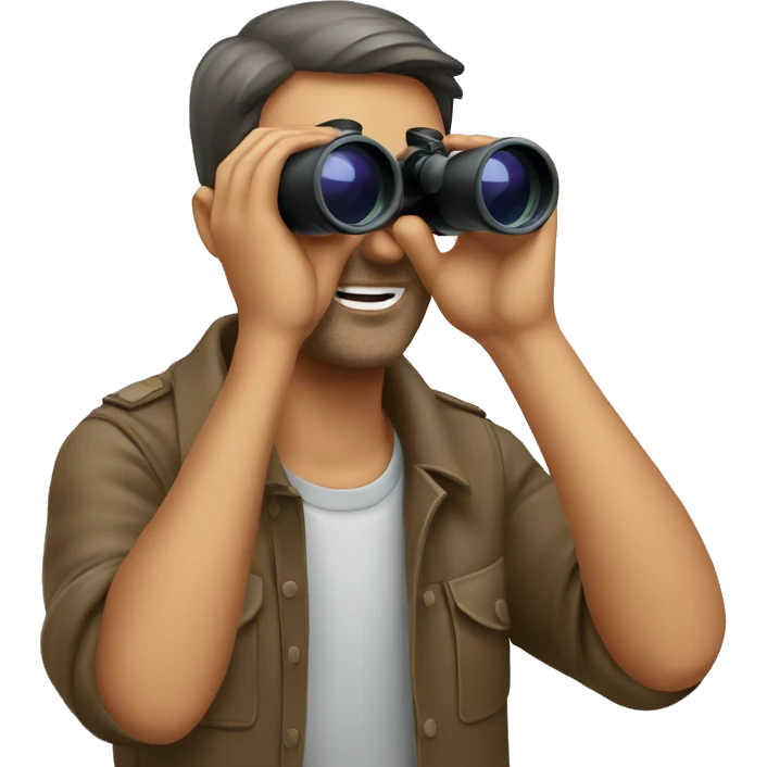 Man looking throug binoculars emoji