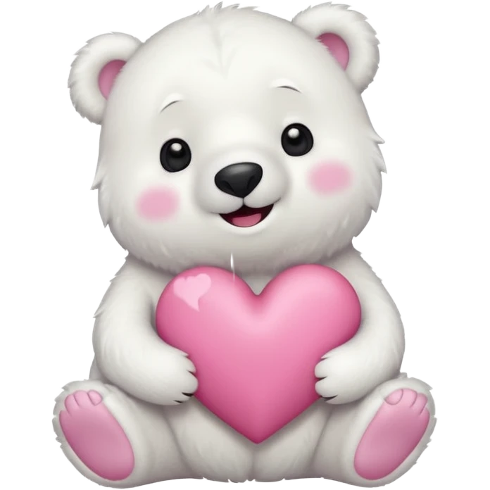  Oso Polar blanco corazón rosa kawaii emoji