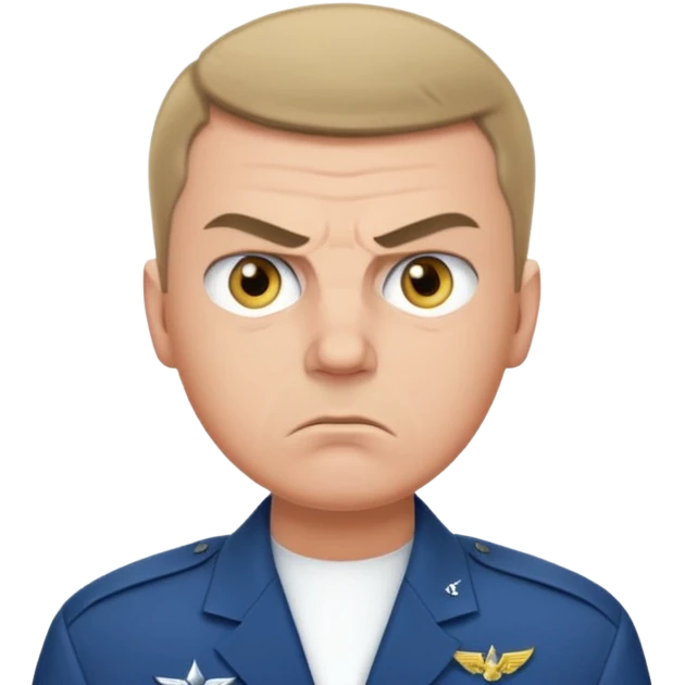 Angry eyes on white guy Airforce emoji