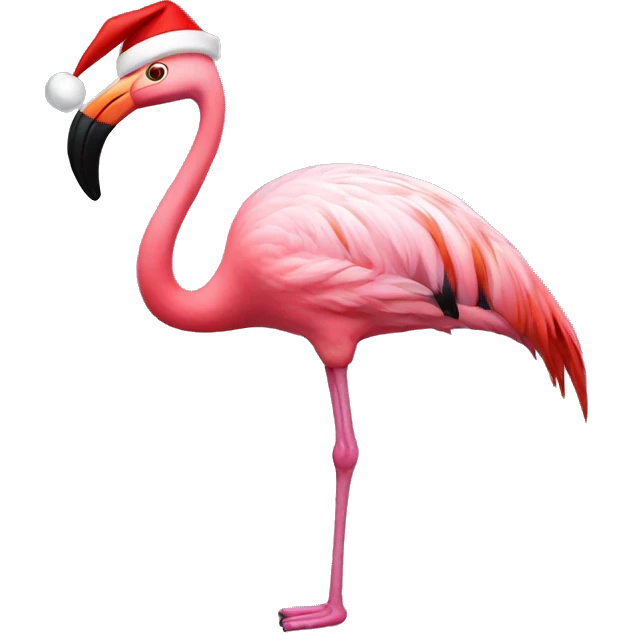 Flamingo wearing a Santa hat emoji