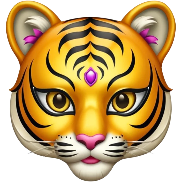 tiger with glamorous masquerade mask emoji