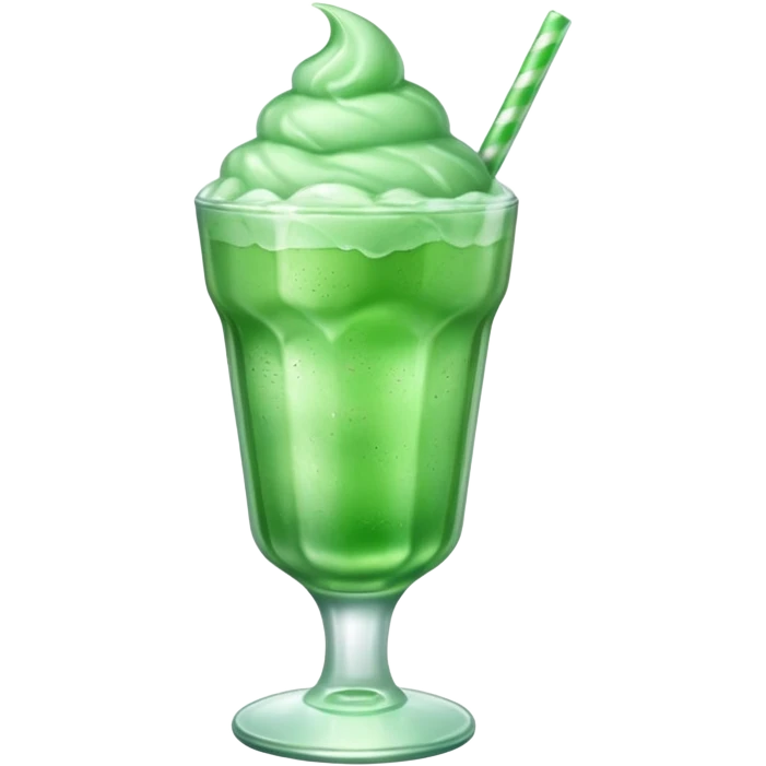 ice cream green soda on a glass with ice emoji