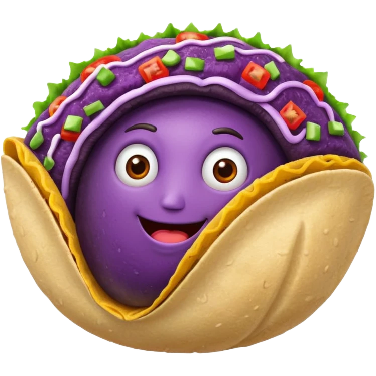 Eggplant inside of taco shell emoji