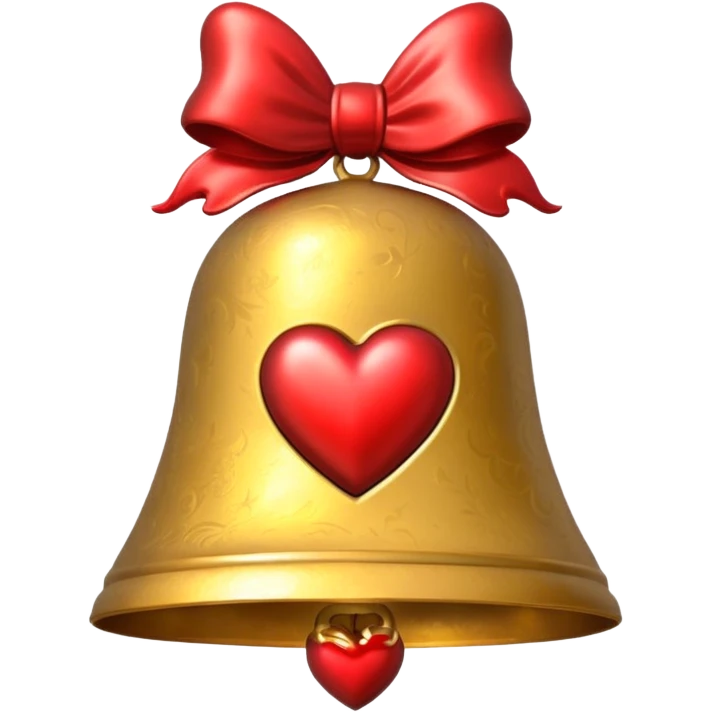 heart on gold Christmas bell emoji