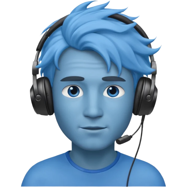blue wind haired man with headphone emoji