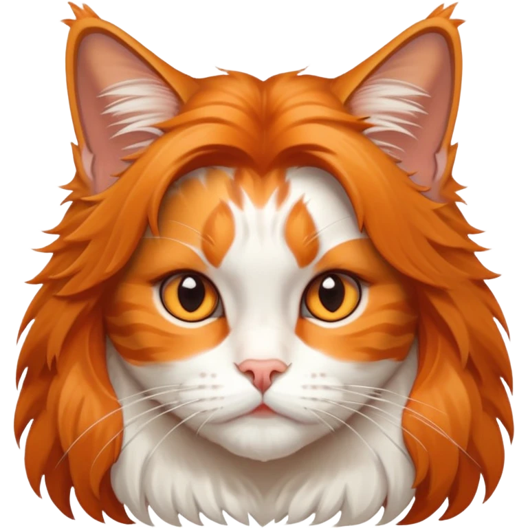A cute Maine Coon cat crawled on the girl's head emoji