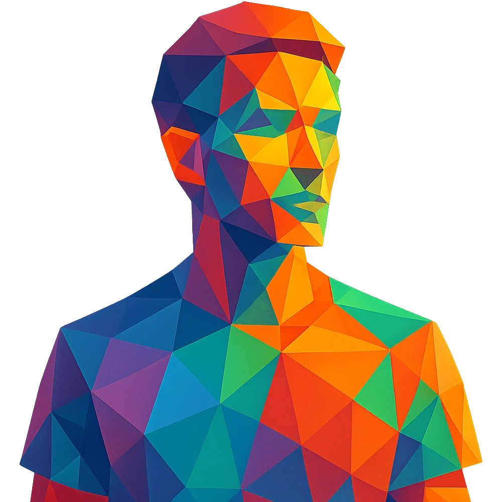 polygonal low-poly style person with colorful facets emoji