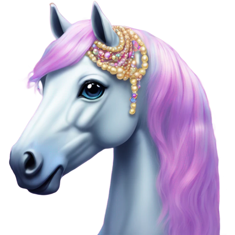 Lisa frank horse with pearls in hair emoji