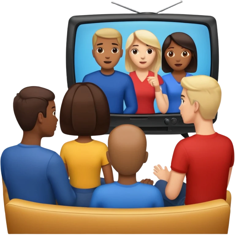 personas debatiendo revisando una tv emoji