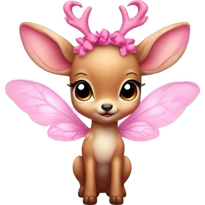 baby deer with fairy wings and a pink bow around its neck  emoji