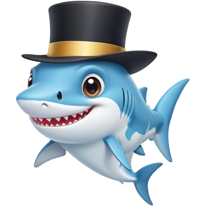 baby Shark with a top hat emoji