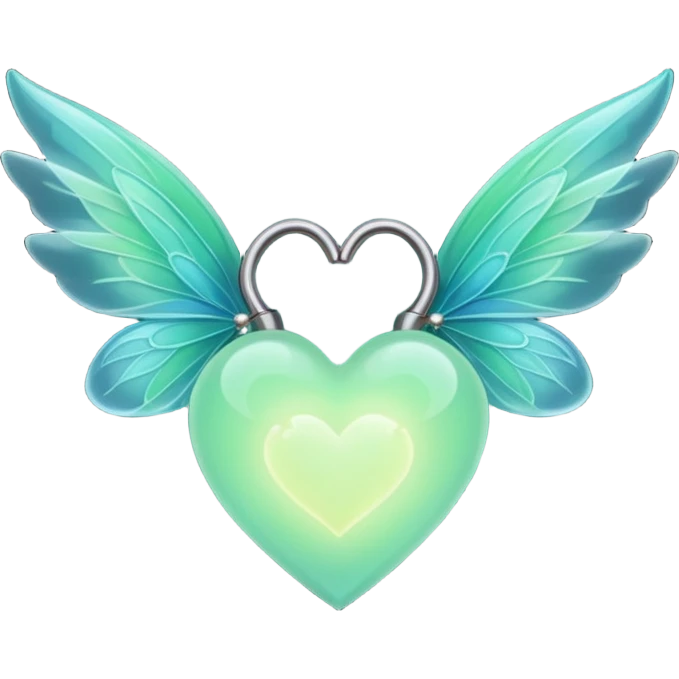 glow in the dark heart with fairy wings emoji