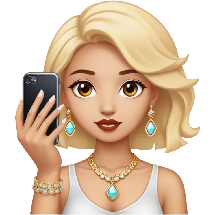 girl taking selfie with jewelry emoji