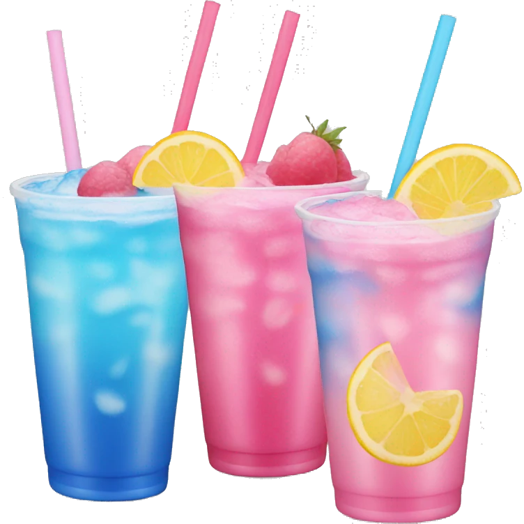 Pink yellow blue drink emoji