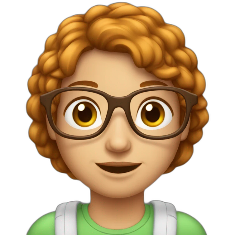 Een meisje met bruin haar en een doorzichtige bril emoji