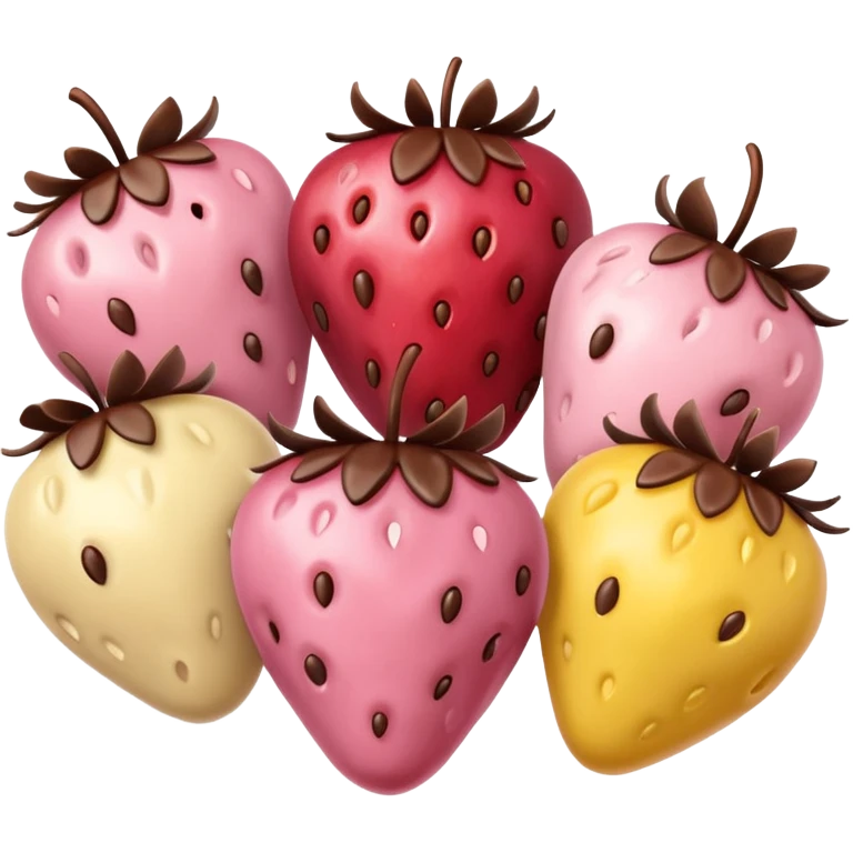 Chocolate-covered strawberries in soft pink, beige and yellow pastel colors emoji