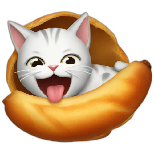 cat biting roast chicket emoji