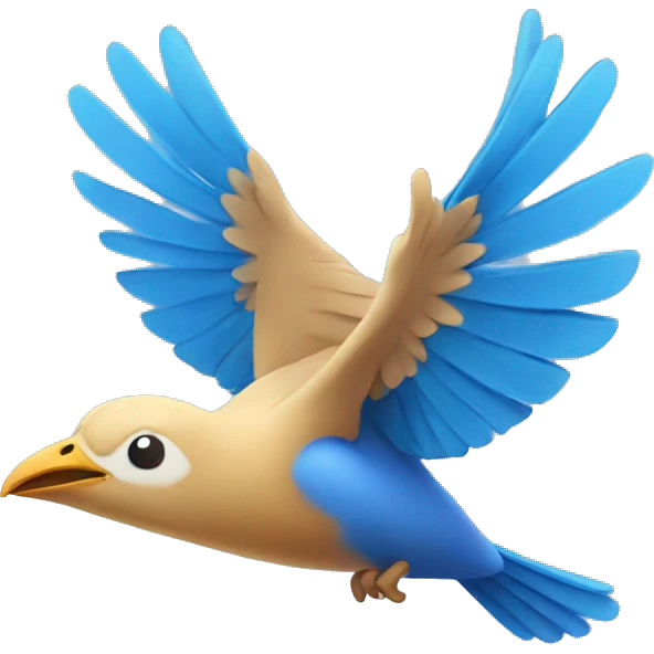 bird flapping its wings with a blue backround emoji