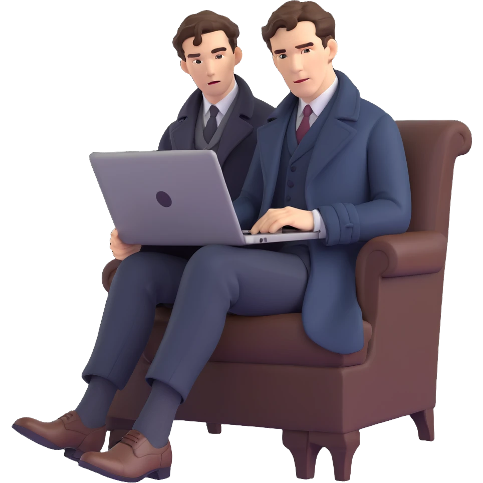 Sherlock Holmes (Benedict Cumberbatch) sits with the laptop emoji