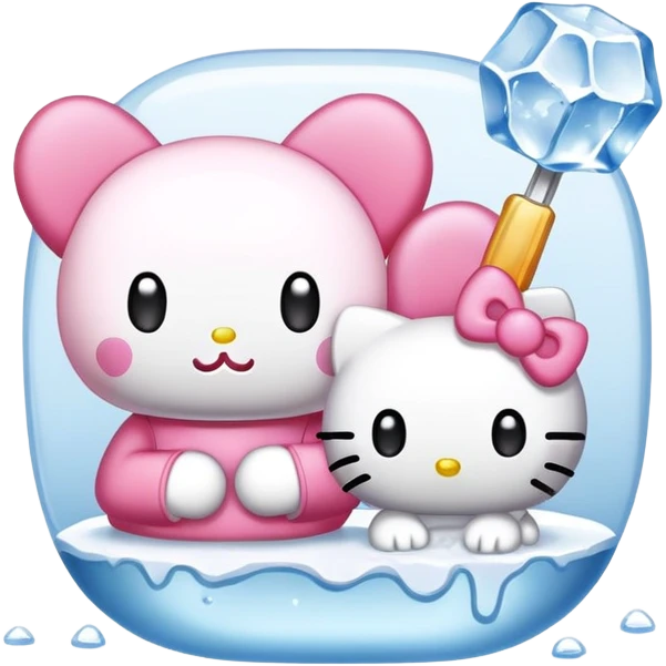 My melody hello kitty with ice cube emoji