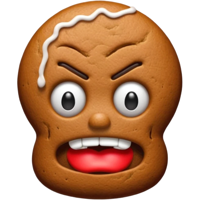 angry gingerbread man head emoji