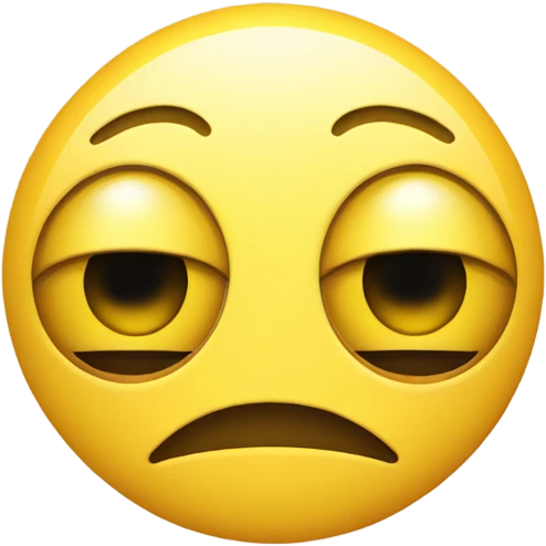 Yellow circle head with one eye half closed and the other eye open with a smiling mouth emoji