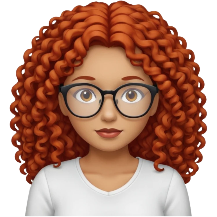 rizada peli roja , trigueña , con lentes y top blanco pelo largo  emoji