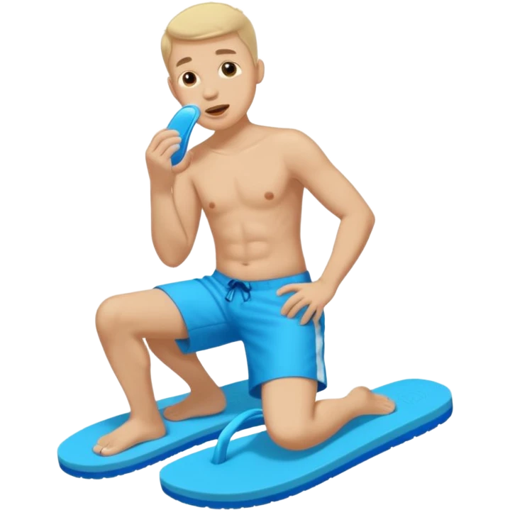 A man is licking a pair of flip-flops. emoji
