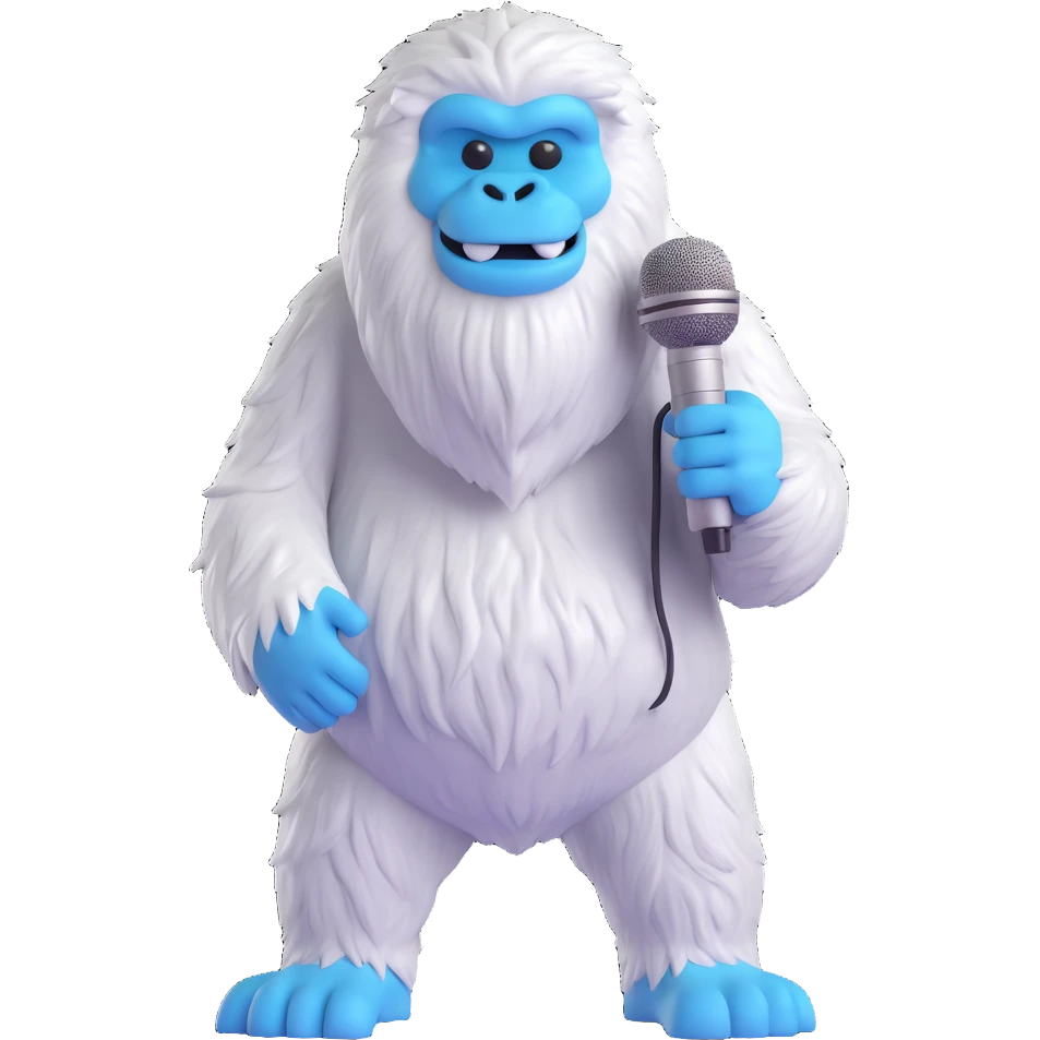 yeti with a microphone emoji