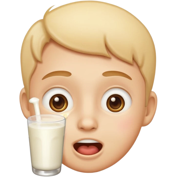 surprised face with milk on cheeks and mouth, fun and lighthearted, emoji style, suitable for emoji use emoji