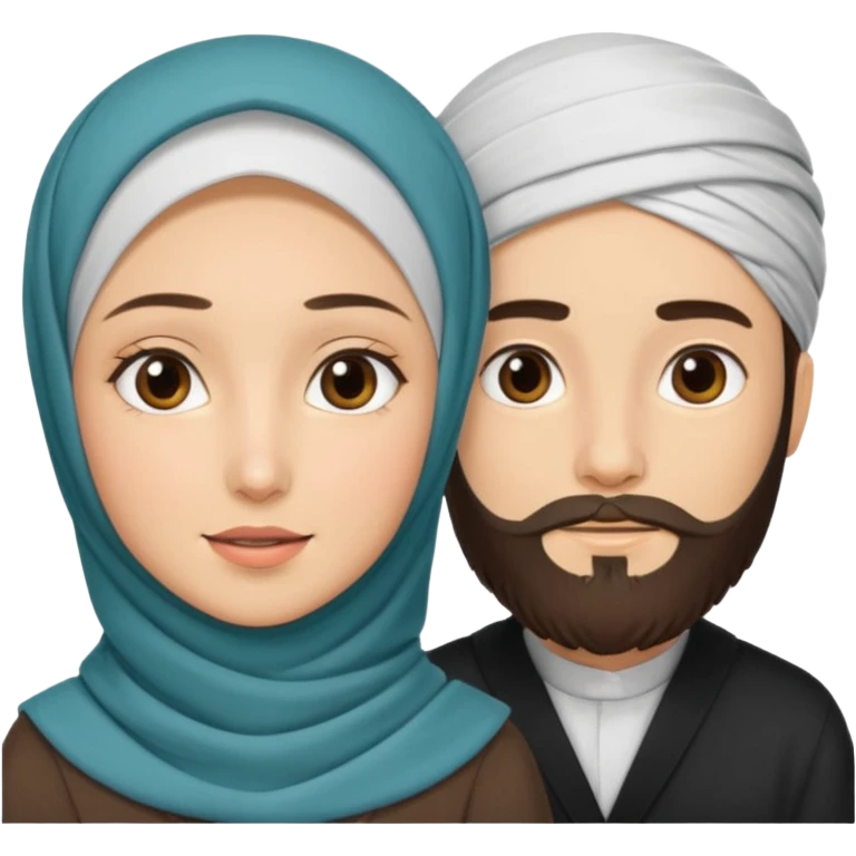 Hijabi girl with beard boy emoji