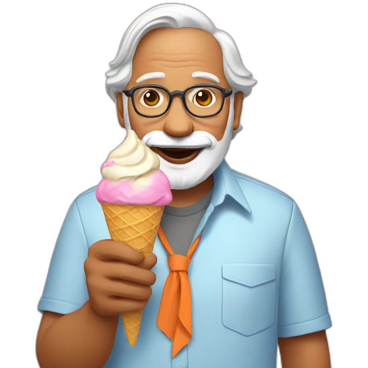 Modi eating ice cream emoji